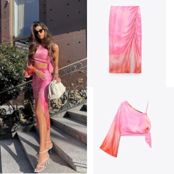 Zara 2 piece asymmetric top & draped skirt matching set NWT Host pick!! - Picture 2 of 11